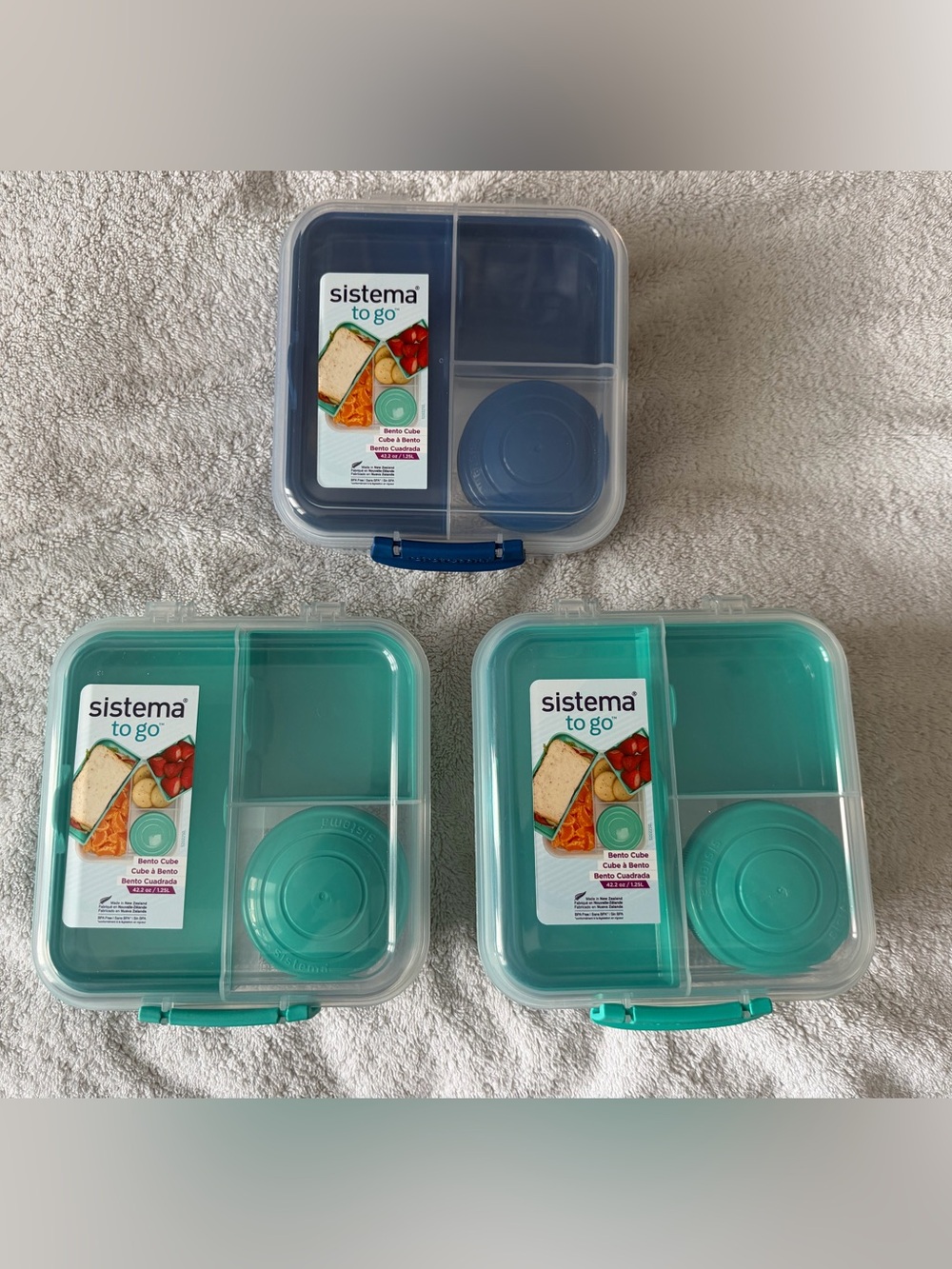 Sistema To Go Bento Boxes - Teal and Blue Lunch Containers - NEW - bundle of 3